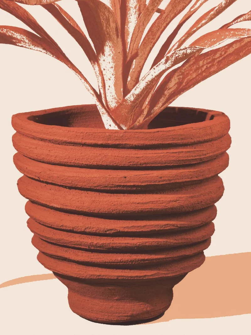 Illustration conceptuelle d'un pot en terracotta à la surface texturée