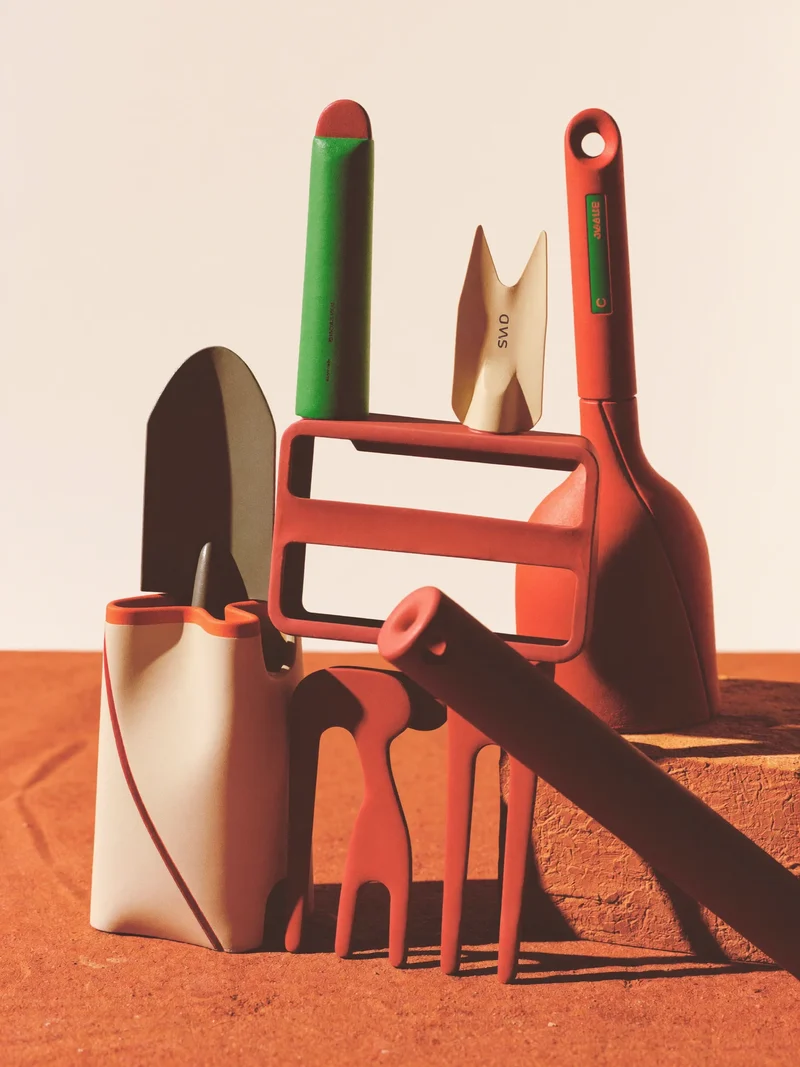 Illustration conceptuelle d'un set d'outils de jardin modulaire sans logo
